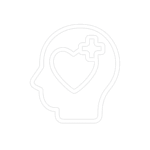 “Head silhouette with heart and medical cross icon representing mental health and holistic care at Brain and Body of Norwalk”