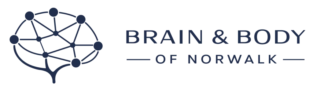 “Brain and Body of Norwalk logo with brain network design representing neurofeedback and brain health”