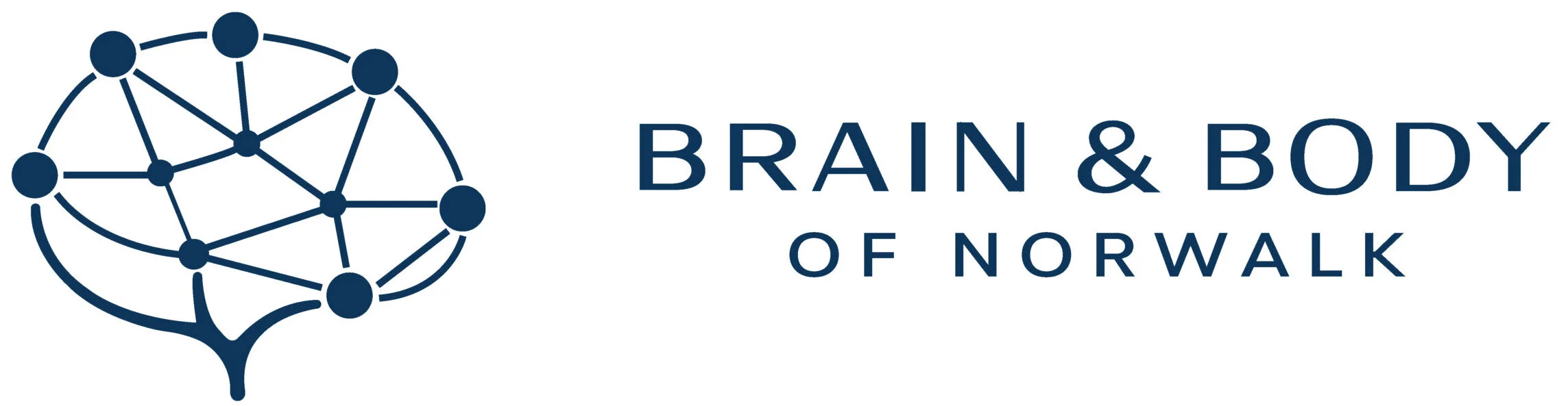 “Brain and Body of Norwalk logo with brain network design representing neurofeedback and brain health”